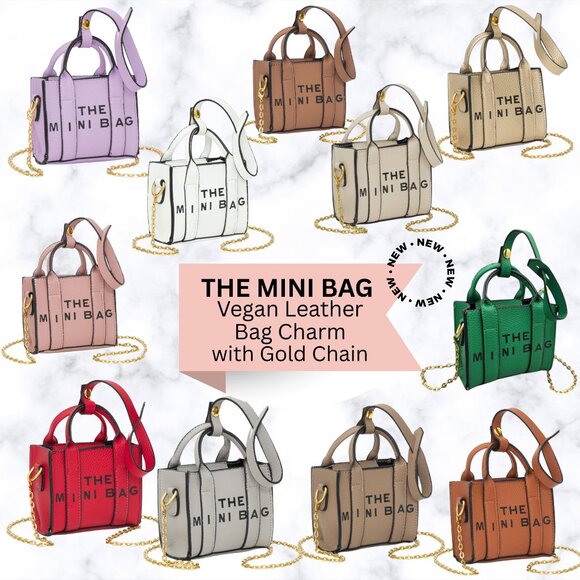 Boho Grow Studio Accessories - THE MINI BAG Faux Leather Bag Charm / Mini Bag / Gold Chain Leather Clip NEW